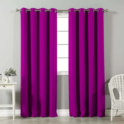 Jacquard Room Darkening Curtains in Smitten Purple Set Of 2 - (P141)