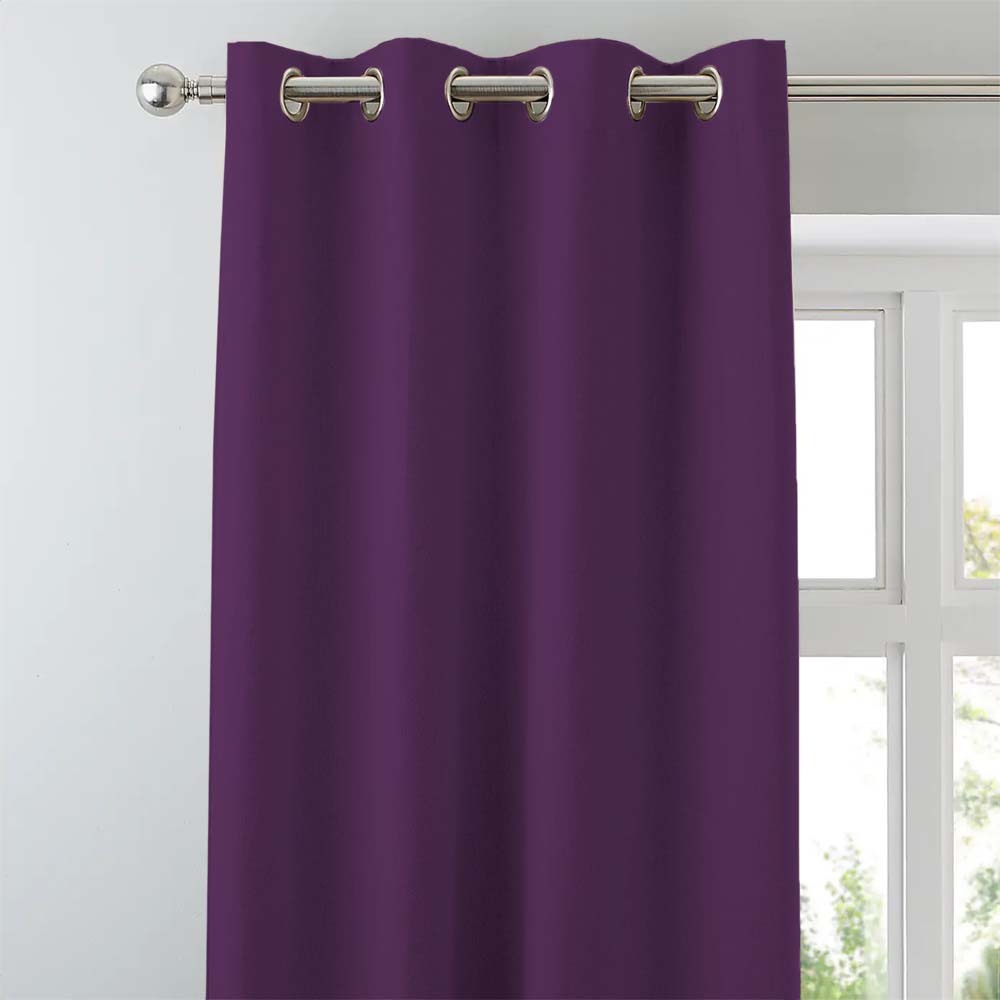 Jacquard Room Darkening Curtains in Deep Purple Set Of 2 - (P142)
