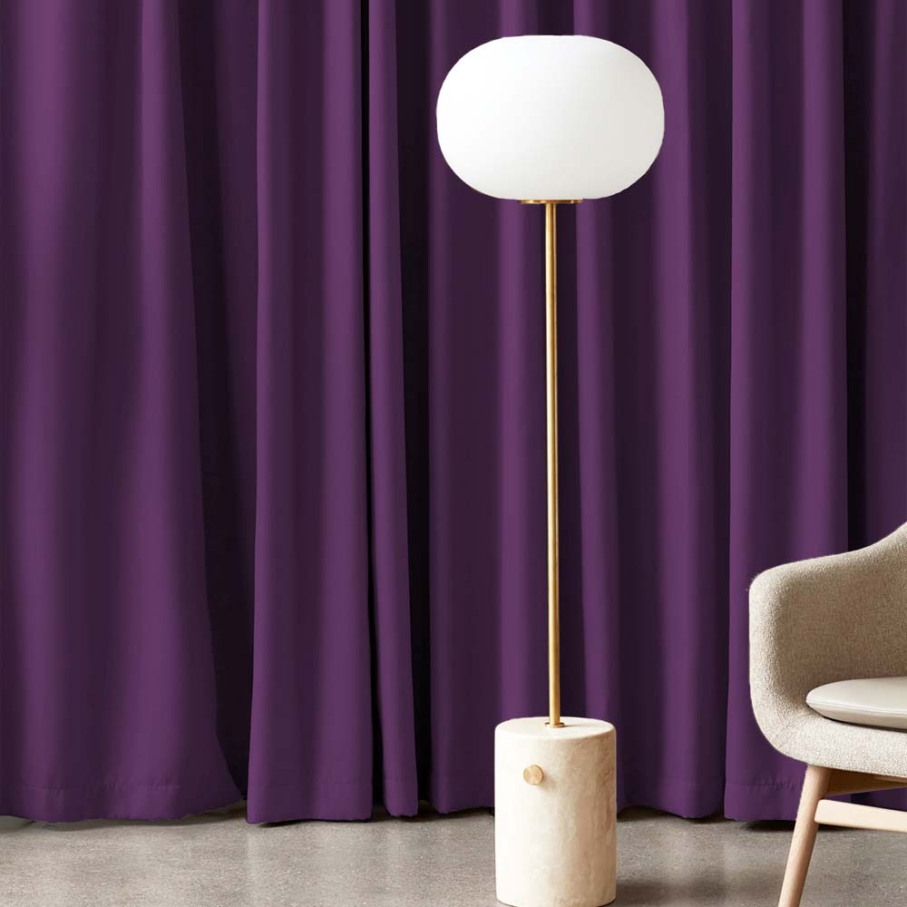 Jacquard Room Darkening Curtains in Deep Purple Set Of 2 - (P142)