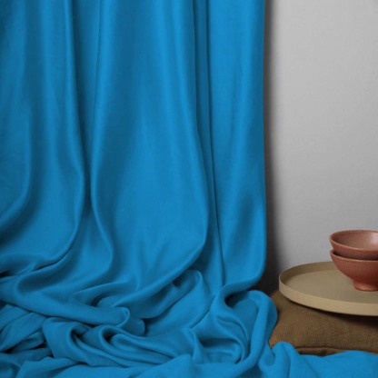 Jacquard Room Darkening Curtains in Blue Sky Set Of 2 - (P144)