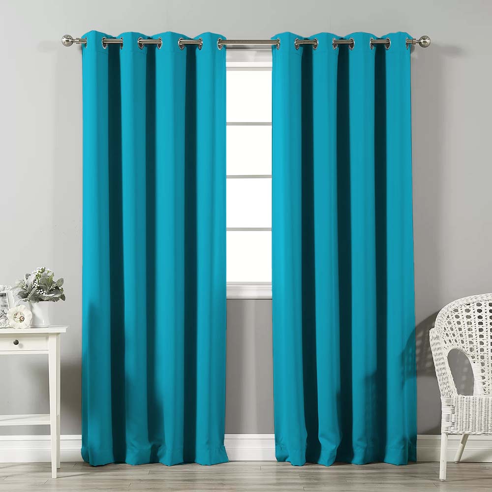 Jacquard Room Darkening Curtains in Vivid Blue Set Of 2 - (P145)