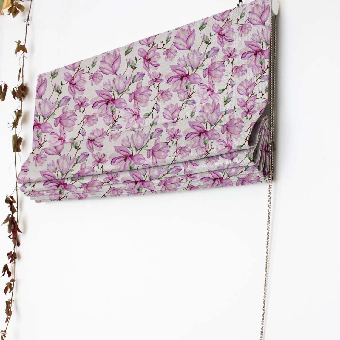 Bold Blossoms Floral Pink Satin Roman Blind (DS147A)