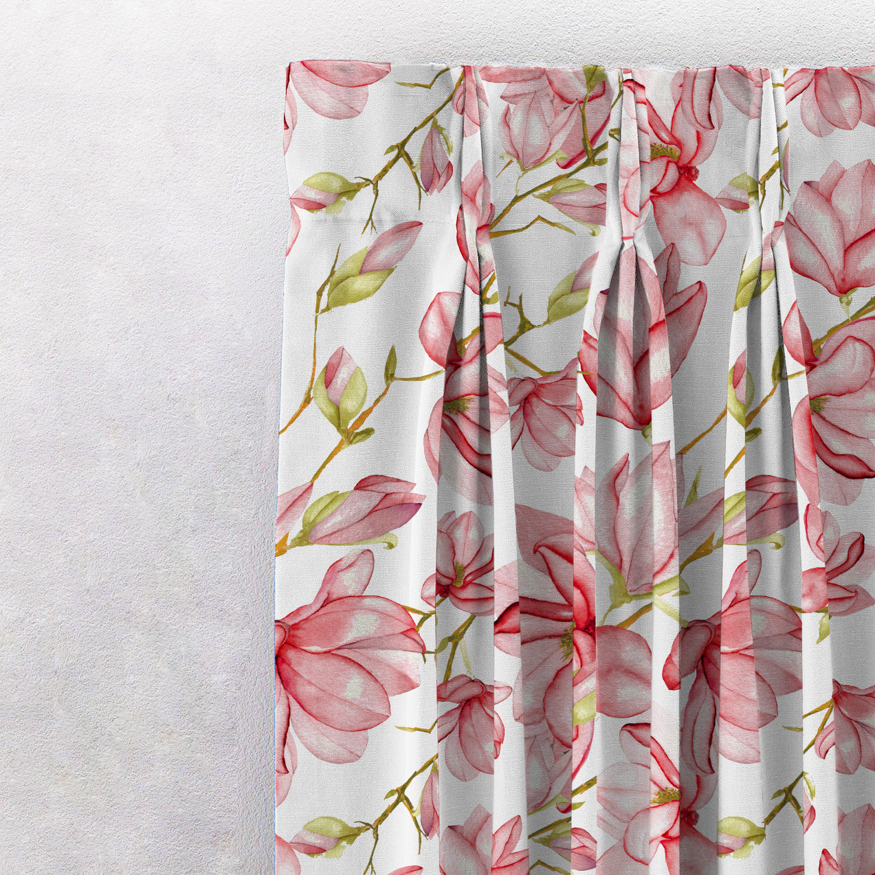 Bold Blossoms Floral Red Heavy Satin Room Darkening Curtains Set Of 2 - (DS147D)