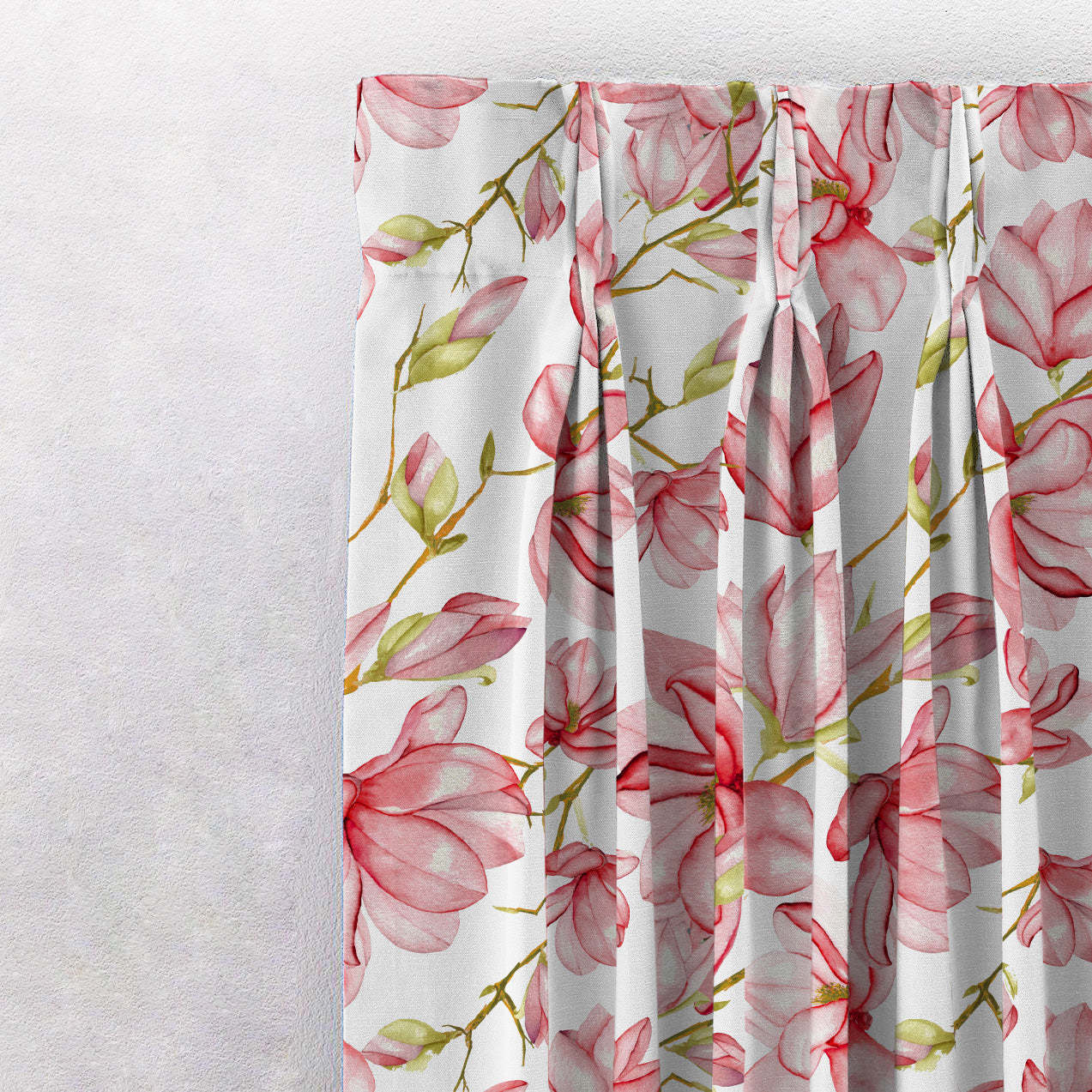 Bold Blossoms Floral Red Heavy Satin Room Darkening Curtains Set Of 2 - (DS147D)