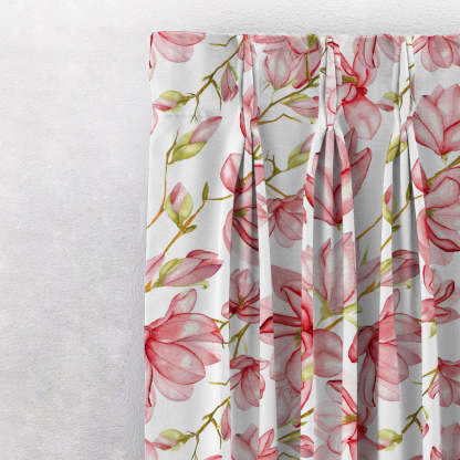 Bold Blossoms Floral Red Heavy Satin Room Darkening Curtains Set Of 2 - (DS147D)