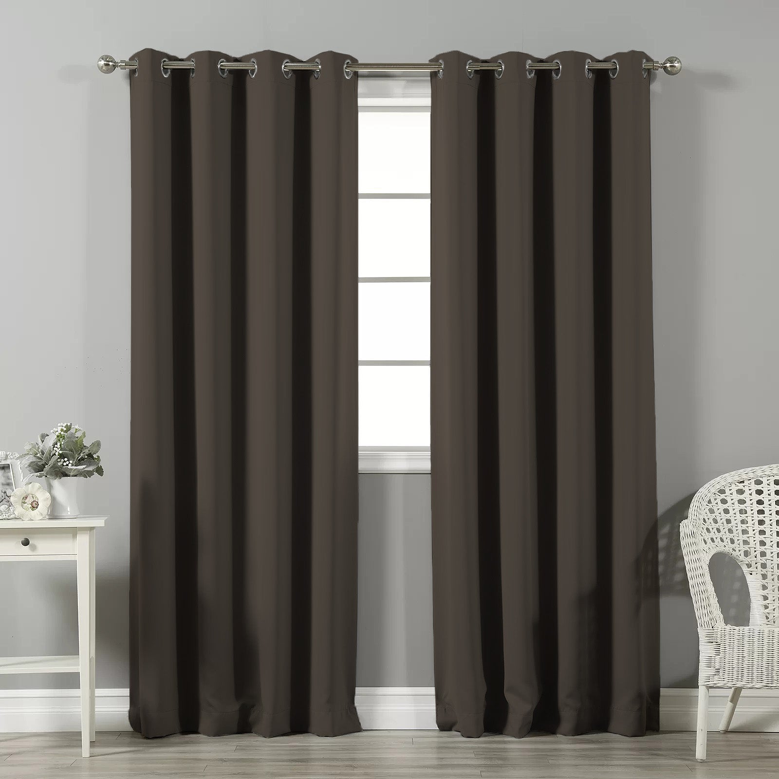 Jacquard Room Darkening Curtains in Ash Grey Set Of 2 - (P15)