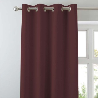 Jacquard Room Darkening Curtains in Burgundy Set Of 2 - (P152)