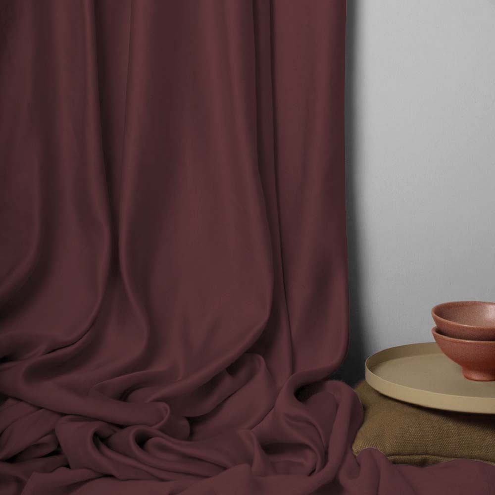 Jacquard Room Darkening Curtains in Burgundy Set Of 2 - (P152)