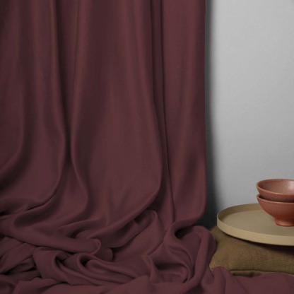Jacquard Room Darkening Curtains in Burgundy Set Of 2 - (P152)