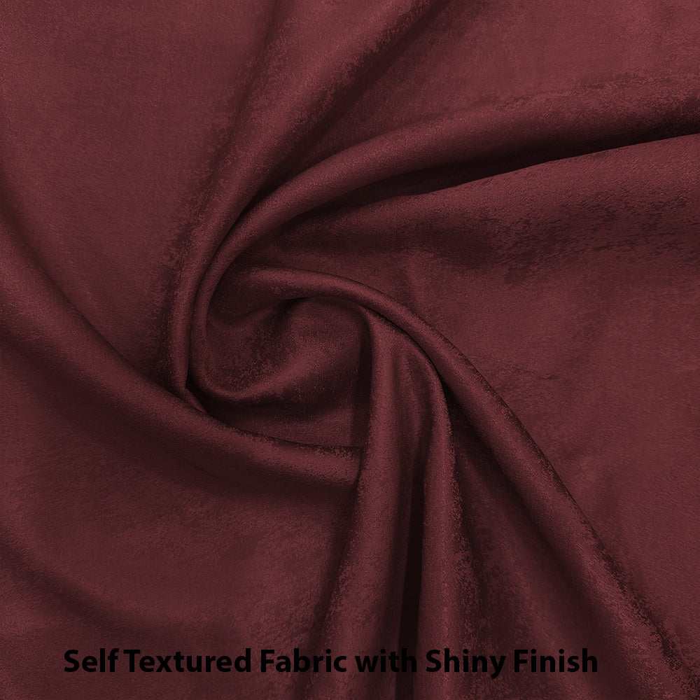 Jacquard Room Darkening Curtains in Burgundy Set Of 2 - (P152)