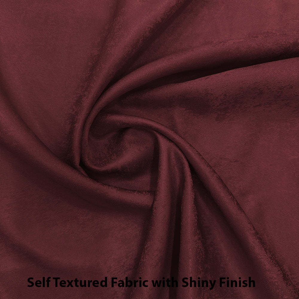 Jacquard Room Darkening Curtains in Burgundy Set Of 2 - (P152)