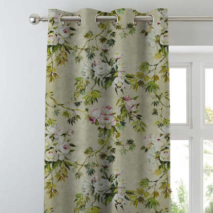 Elegant Floral Print Room Darkening Curtains Set of 2  DS154A
