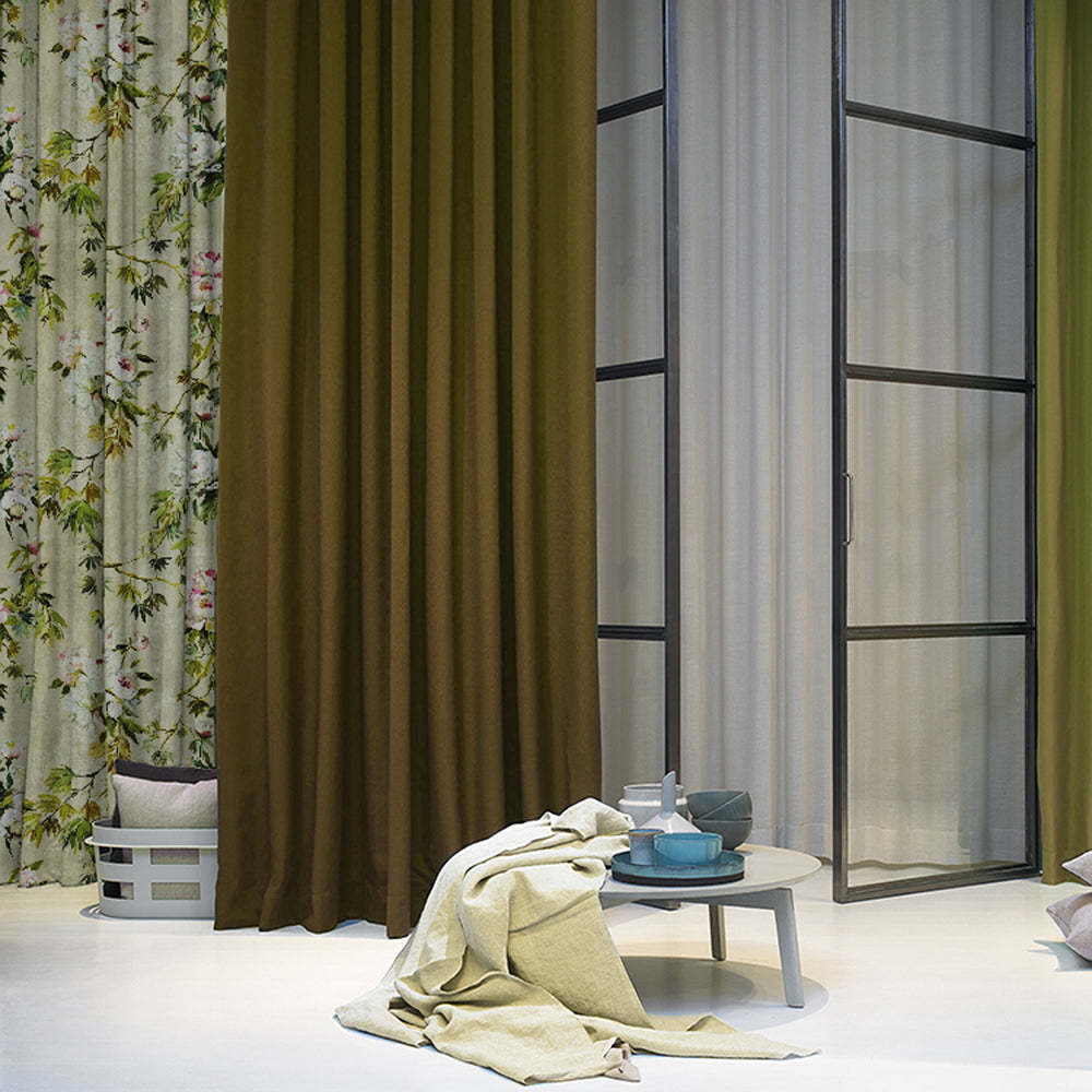 Elegant Floral Print Room Darkening Curtains Set of 2 DS154A