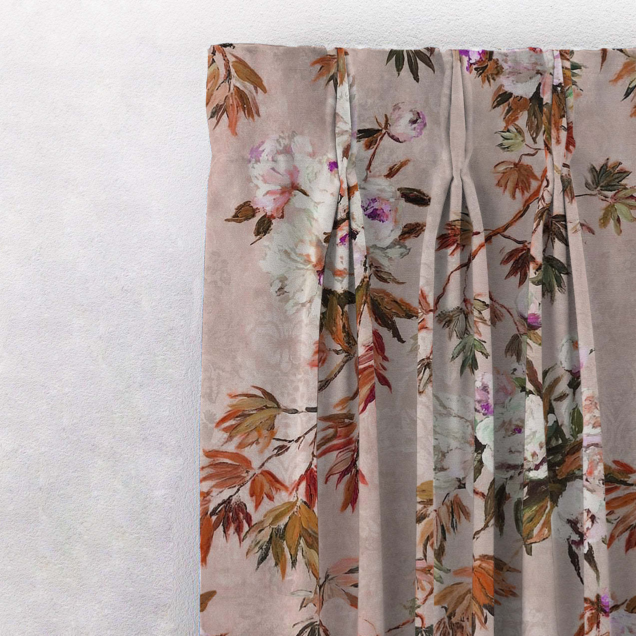 Subdued Blossoms Floral Maroon Heavy Satin Room Darkening Curtains Set Of 2 - (DS154C)