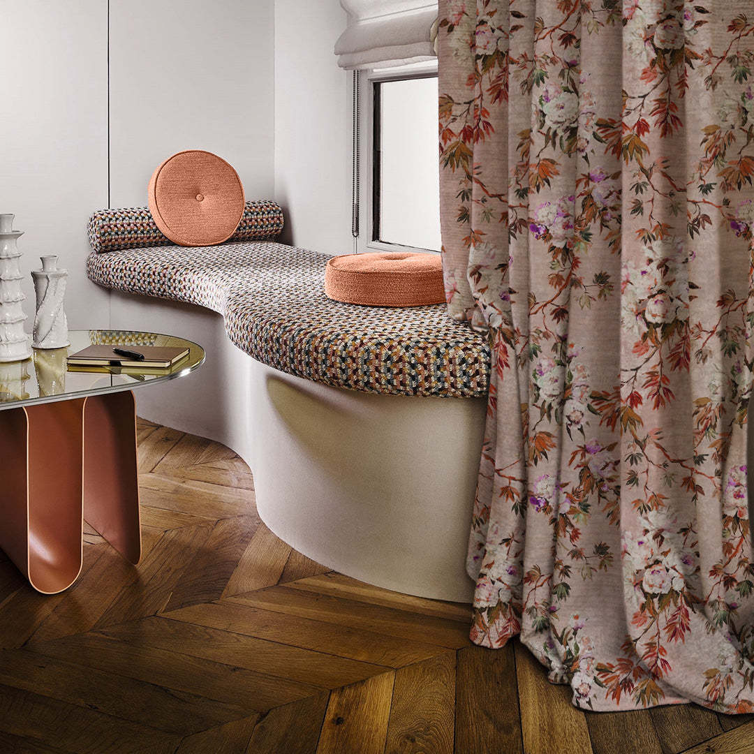 Subdued Blossoms Floral Maroon Heavy Satin Room Darkening Curtains Set Of 2 - (DS154C)