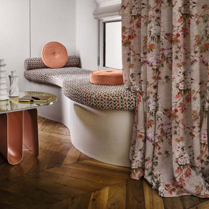 Subdued Blossoms Floral Maroon Heavy Satin Room Darkening Curtains Set Of 2 - (DS154C)