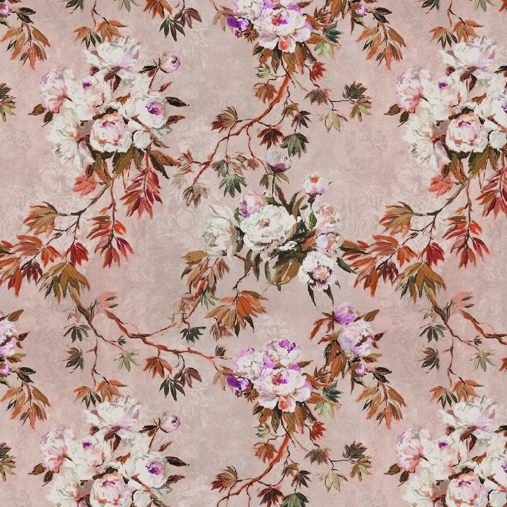 Subdued Blossoms Floral Maroon Heavy Satin Room Darkening Curtains Set Of 2 - (DS154C)