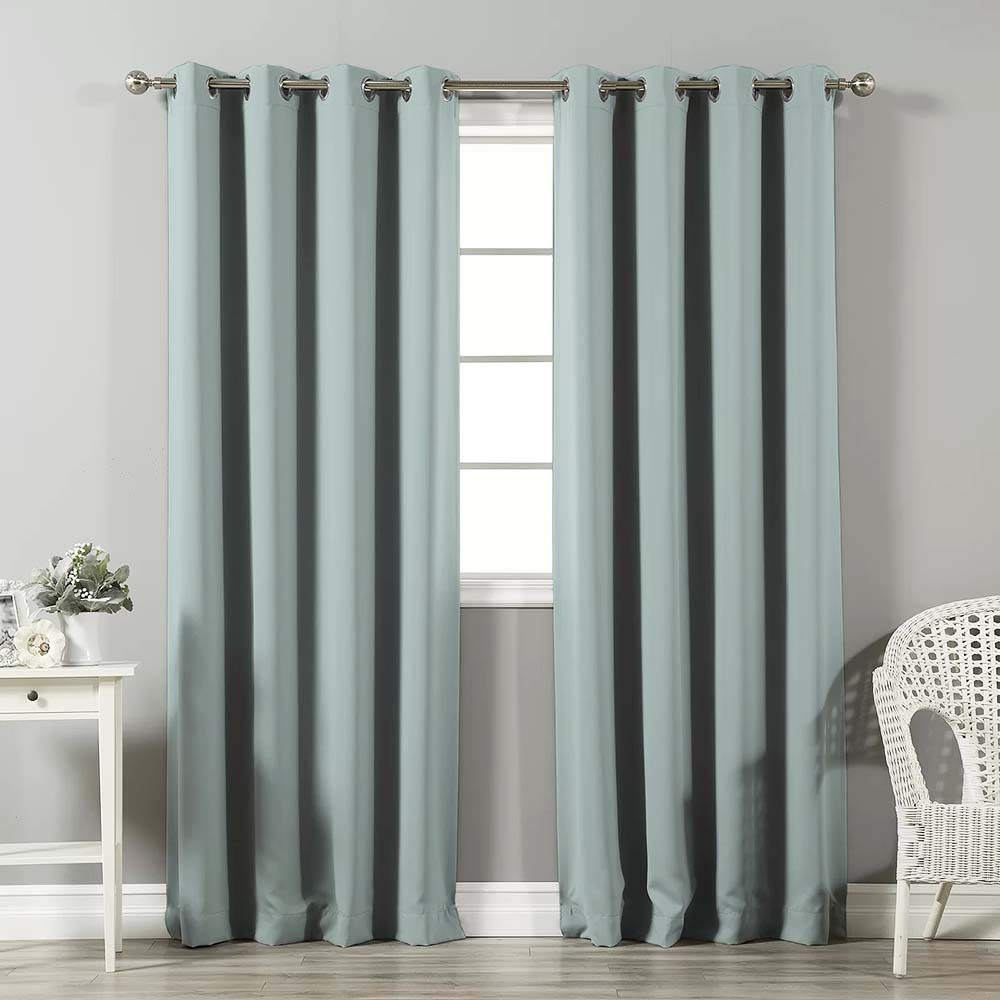 Jacquard Room Darkening Curtains in Polar Green Set Of 2 - (P158)