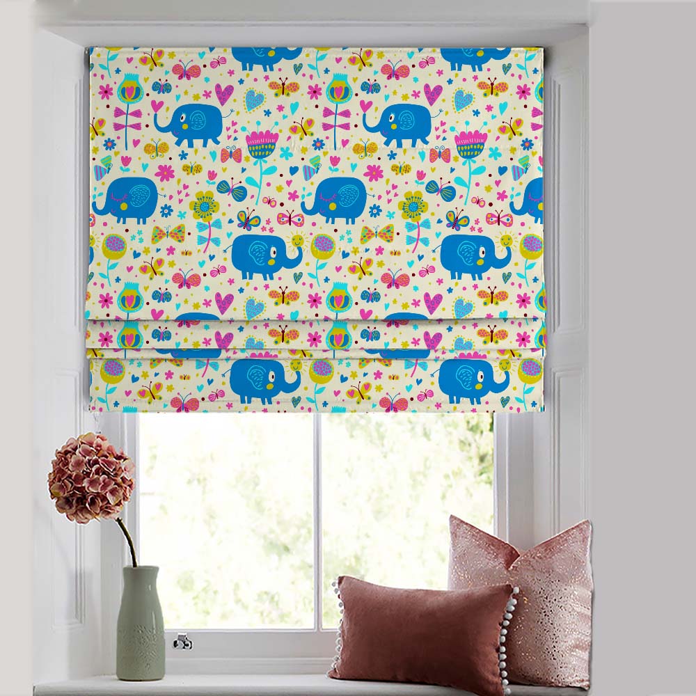 Elephant Joyride Kids Tan Beige Satin Roman Blind (DS159B)