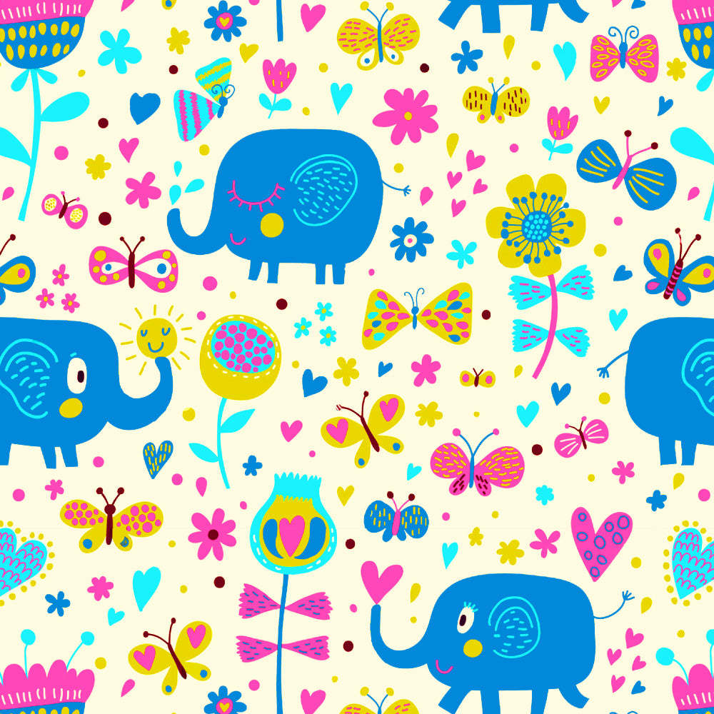 Elephant Joyride Kids Tan Beige Heavy Satin Blackout curtains Set Of 2 - (DS159B)