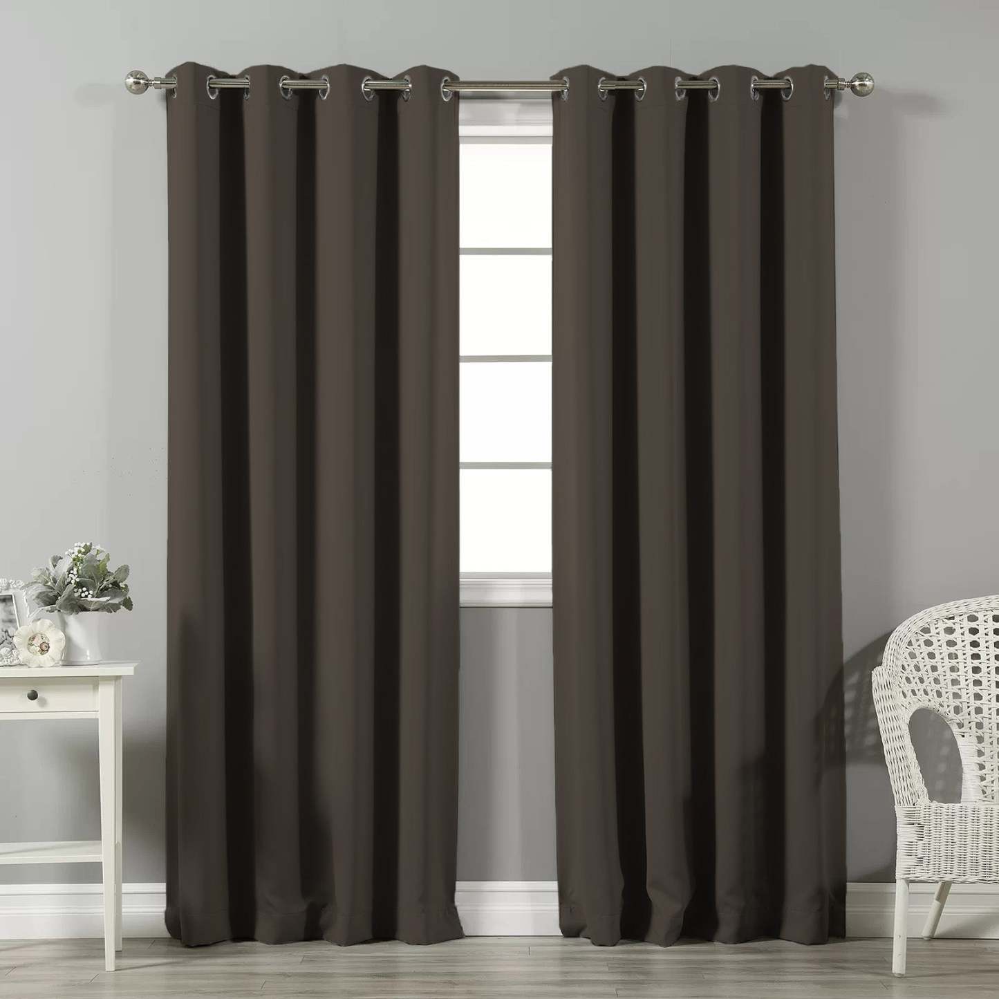 Jacquard Room Darkening Curtains in Ash Grey Set Of 2 - (P15)