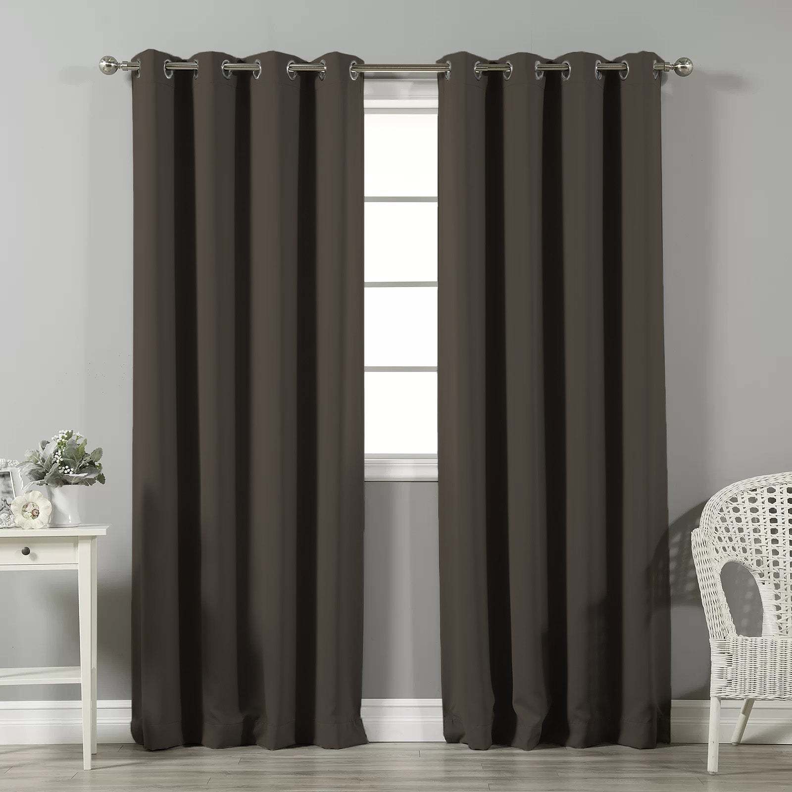 Jacquard Room Darkening Curtains in Ash Grey Set Of 2 - (P15)