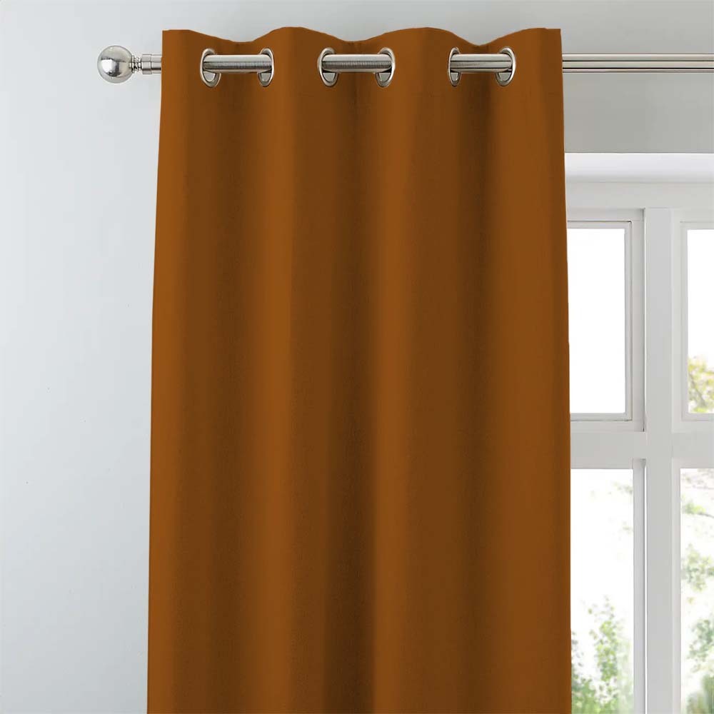 Jacquard Room Darkening Curtains in Rust Brown Set Of 2 - (P161)
