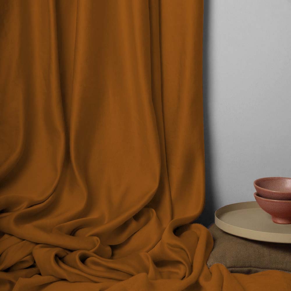 Jacquard Room Darkening Curtains in Rust Brown Set Of 2 - (P161)