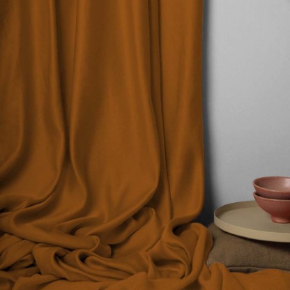 Jacquard Room Darkening Curtains in Rust Brown Set Of 2 - (P161)