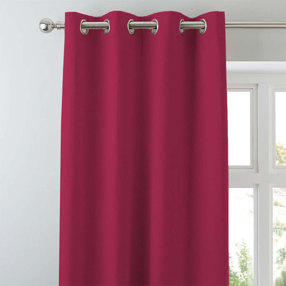 Jacquard Room Darkening Curtains in Radish Red Set Of 2 - (P162)