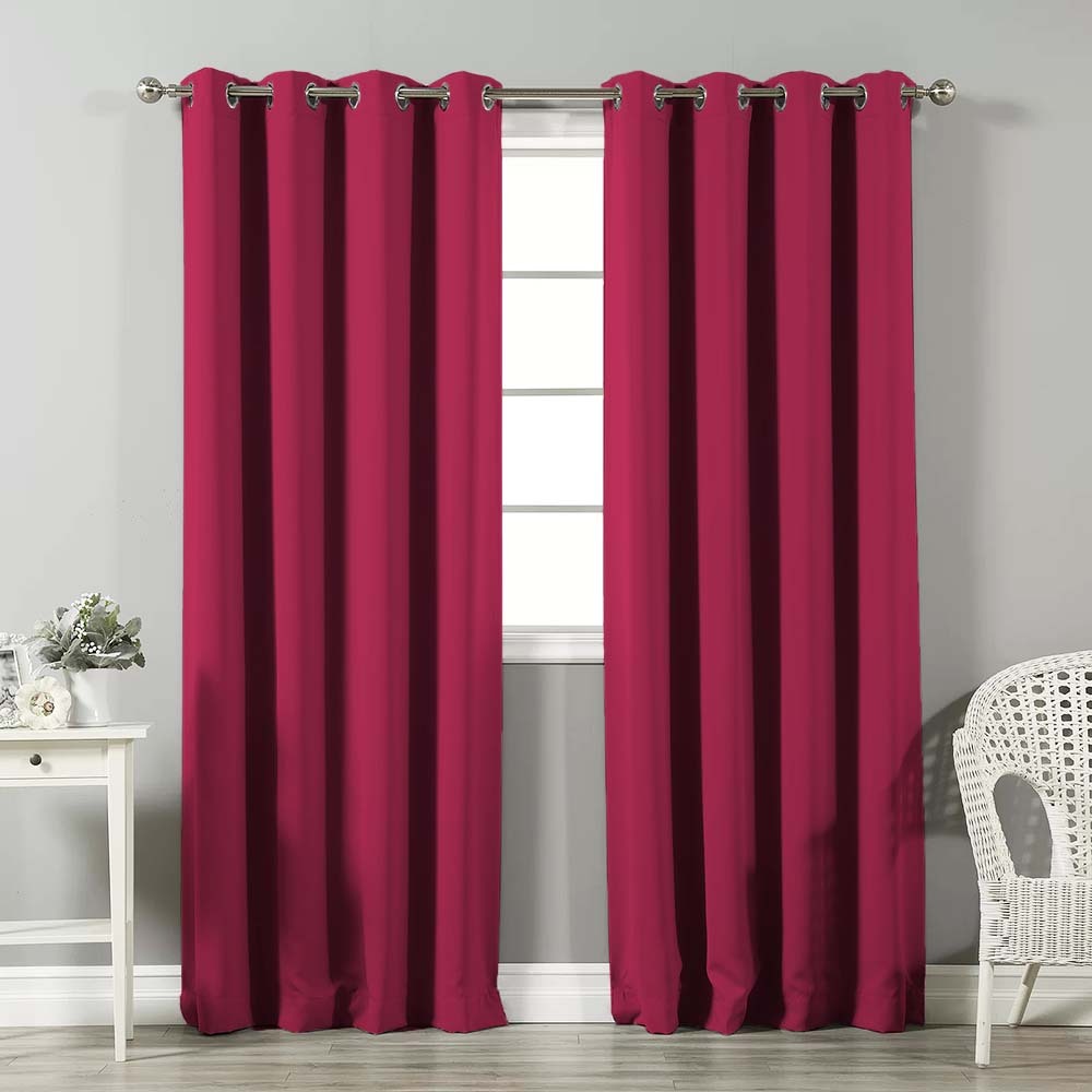 Jacquard Room Darkening Curtains in Radish Red Set Of 2 - (P162)