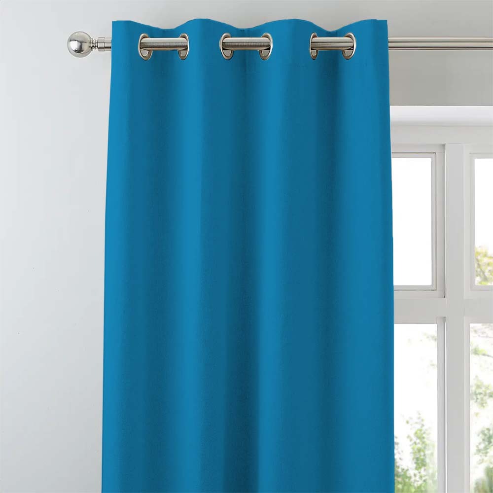 Jacquard Room Darkening Curtains in Aquamarine Blue Set Of 2 - (P163)