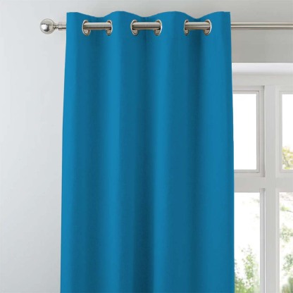 Jacquard Room Darkening Curtains in Aquamarine Blue Set Of 2 - (P163)