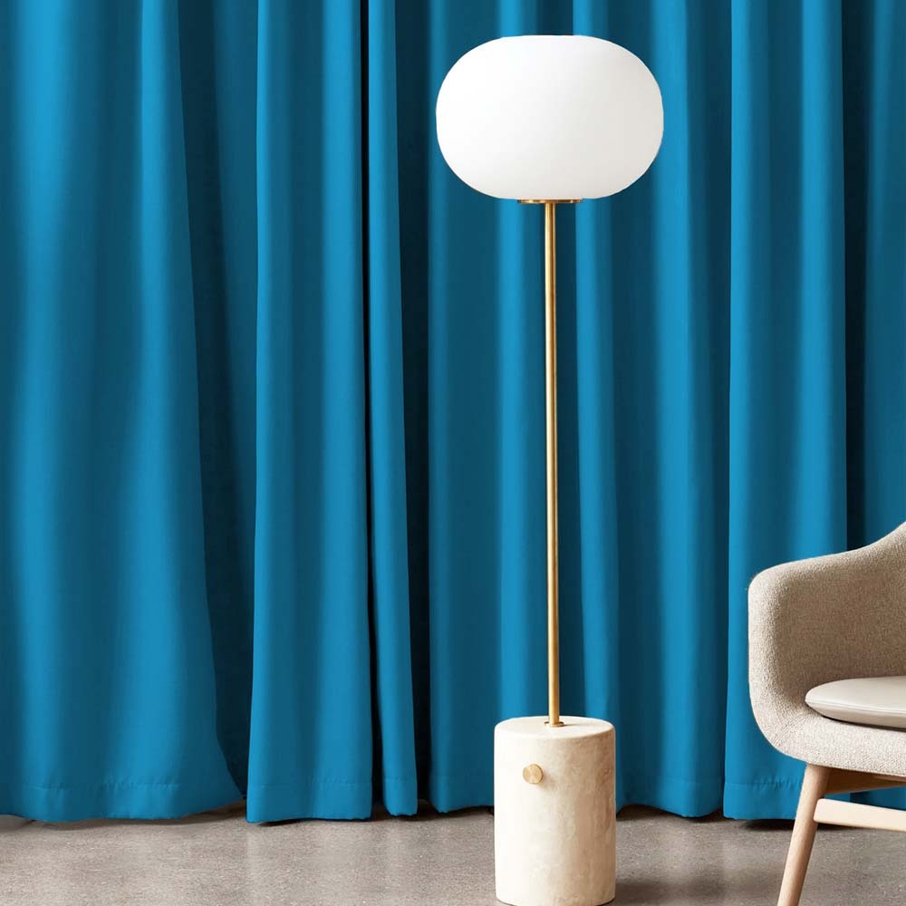 Jacquard Room Darkening Curtains in Aquamarine Blue Set Of 2 - (P163)