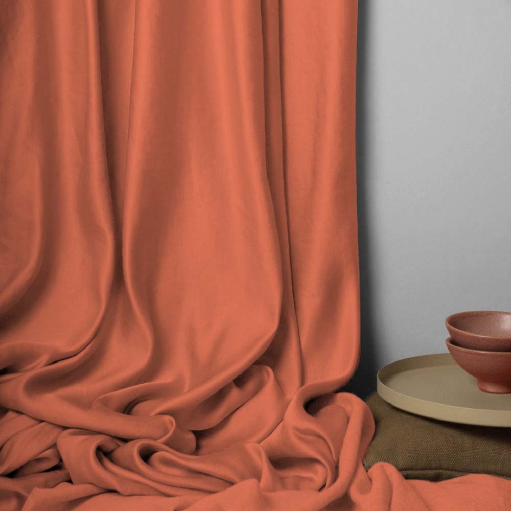 Jacquard Room Darkening Curtains in Melon Set Of 2 - (P166)