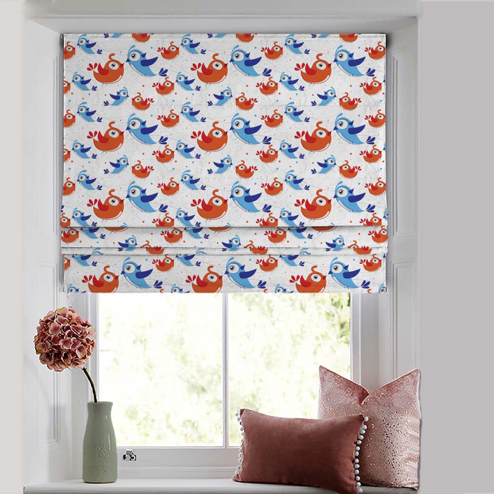 Birds of Joy Kids Red Satin Roman Blind (DS166A)