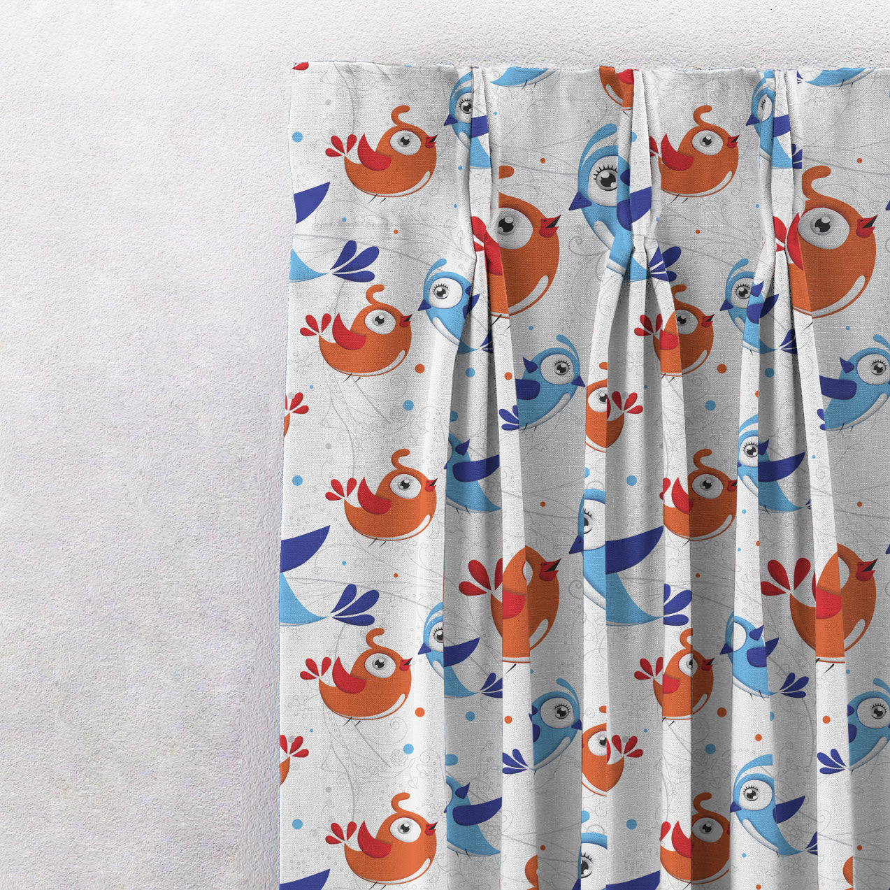 Birds of Joy Kids Red Heavy Satin Blackout curtains Set Of 2 - (DS166A)