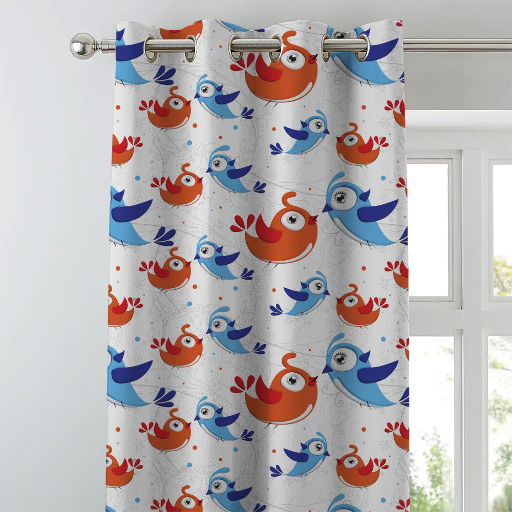 Birds of Joy Kids Red Heavy Satin Blackout curtains Set Of 2 - (DS166A)