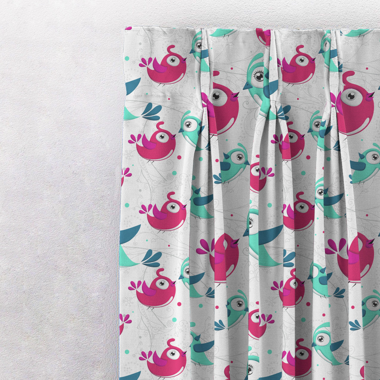 Birds of Joy Kids Pink Heavy Satin Room Darkening Curtains Set Of 2 - (DS166B)