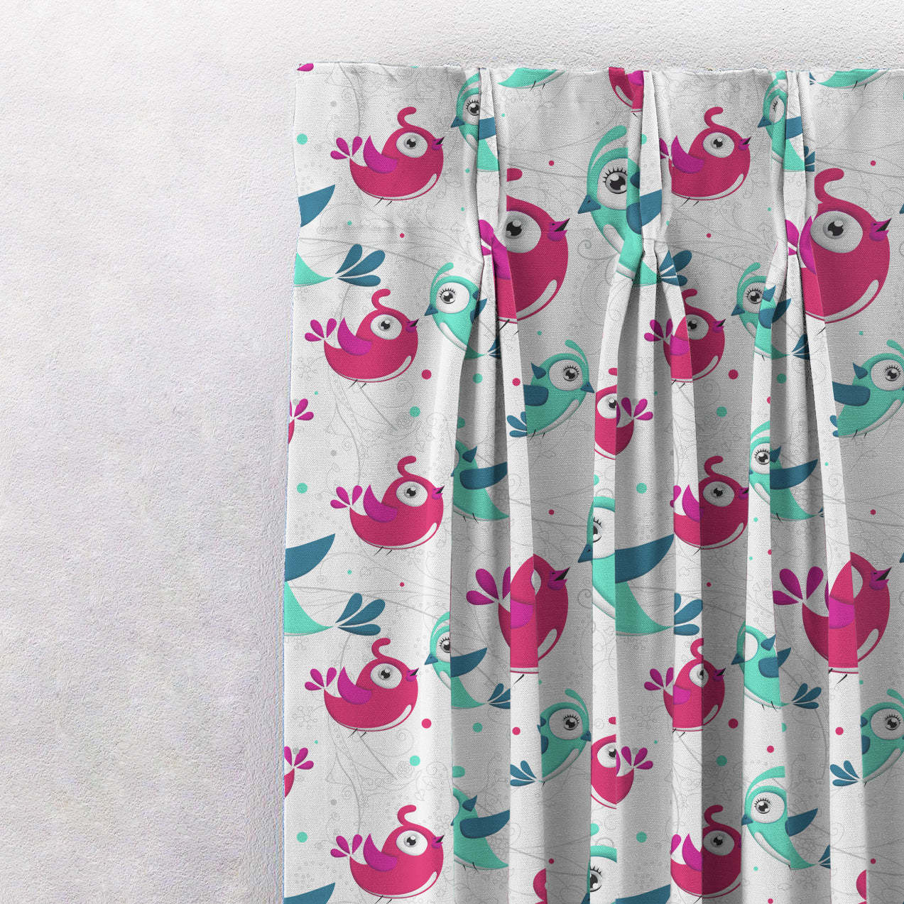 Birds of Joy Kids Pink Heavy Satin Room Darkening Curtains Set Of 2 - (DS166B)
