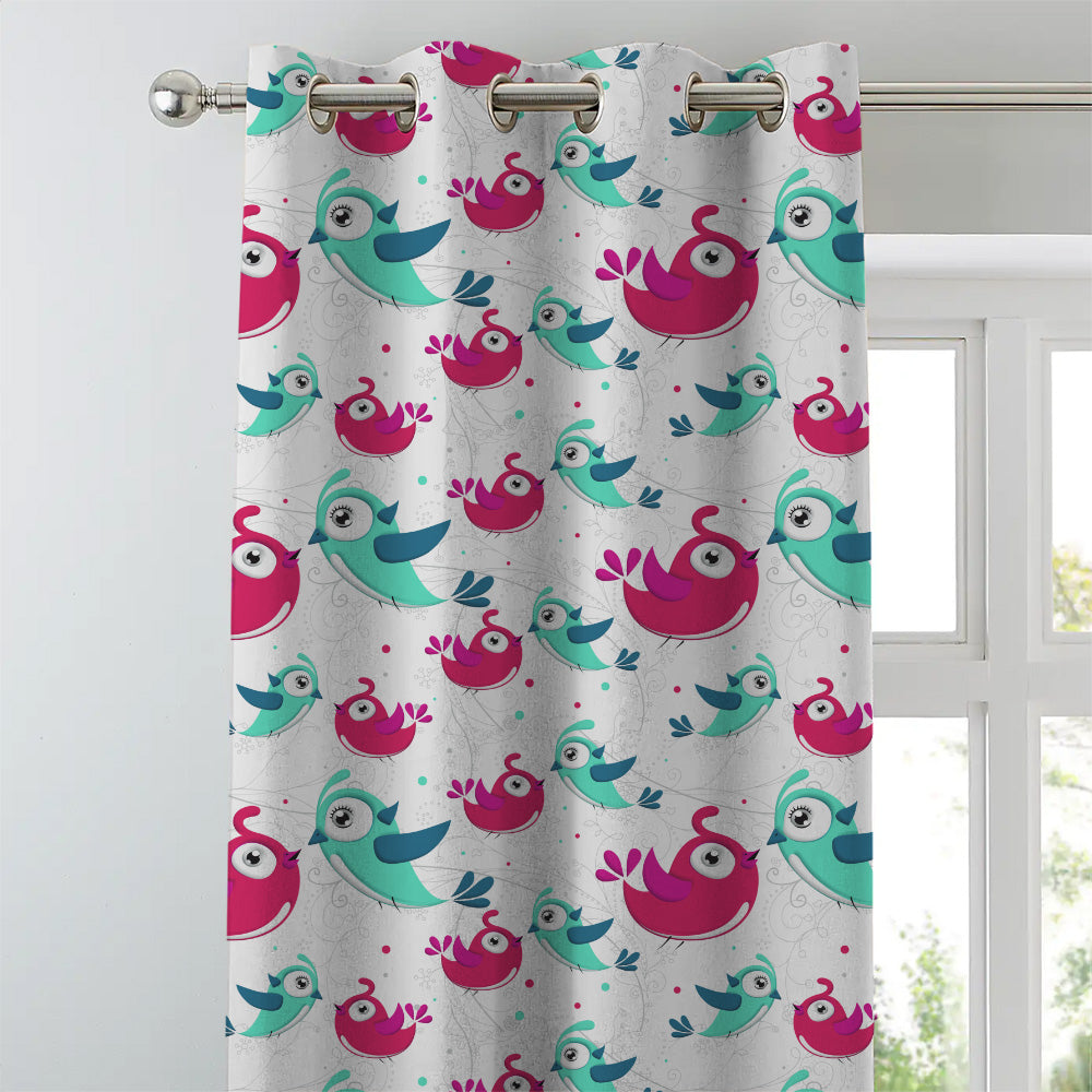 Birds of Joy Kids Pink Heavy Satin Room Darkening Curtains Set Of 2 - (DS166B)