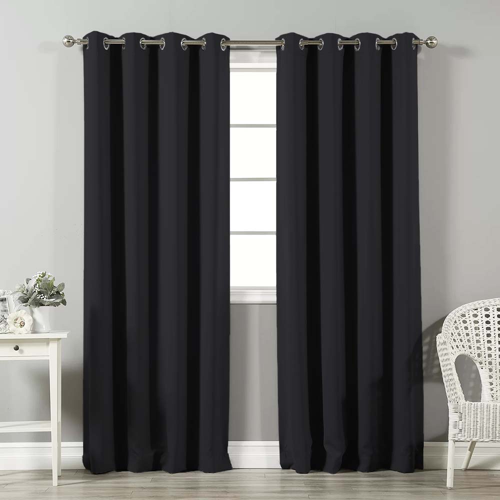 Jacquard Room Darkening Curtains in Midnight Set Of 2 - (P167)