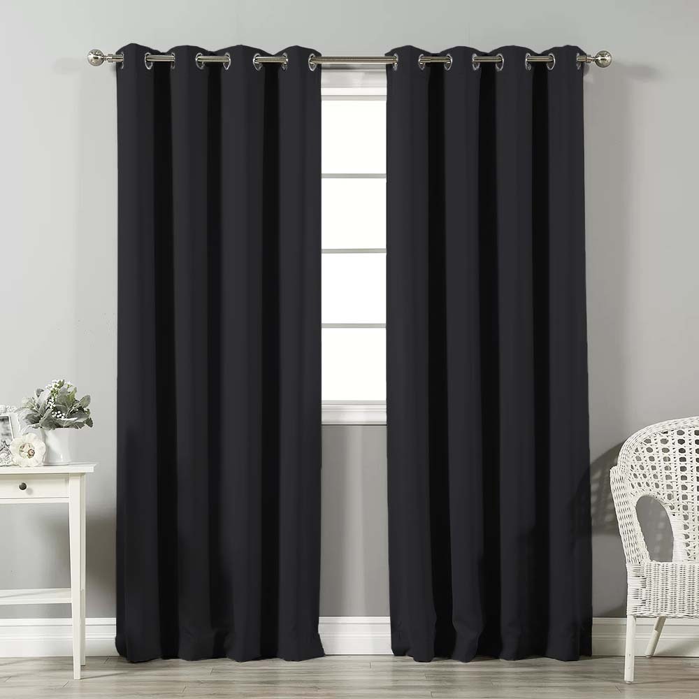 Jacquard Room Darkening Curtains in Midnight Set Of 2 - (P167)