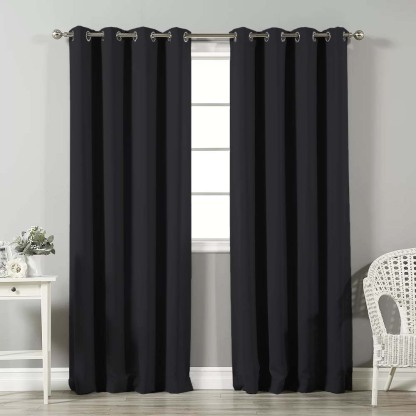 Jacquard Room Darkening Curtains in Midnight Set Of 2 - (P167)