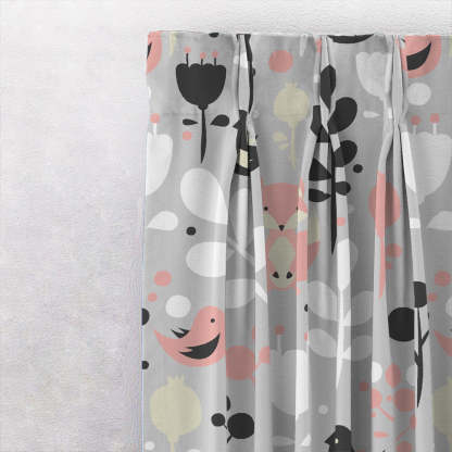 Fox and Feather Fiesta Kids Grey Heavy Satin Blackout curtains Set Of 2 - (DS169A)