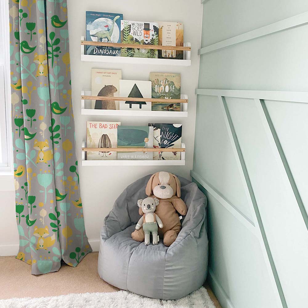 Fox and Feather Fiesta Kids Green Heavy Satin Blackout curtains Set Of 2 - (DS169B)