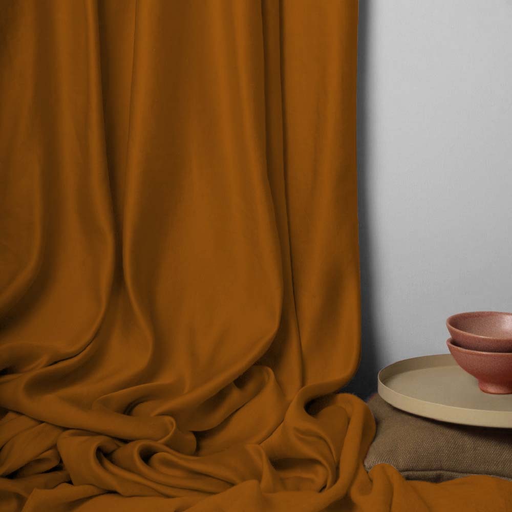 Jacquard Room Darkening Curtains in Almond Butter Set Of 2 - (P170)