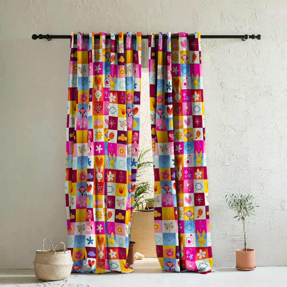 Boxed-in Fun Kids Bubble Pink Heavy Satin Room Darkening Curtains Set Of 2 - (DS170A)