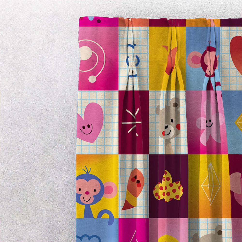 Boxed-in Fun Kids Bubble Pink Heavy Satin Room Darkening Curtains Set Of 2 - (DS170A)