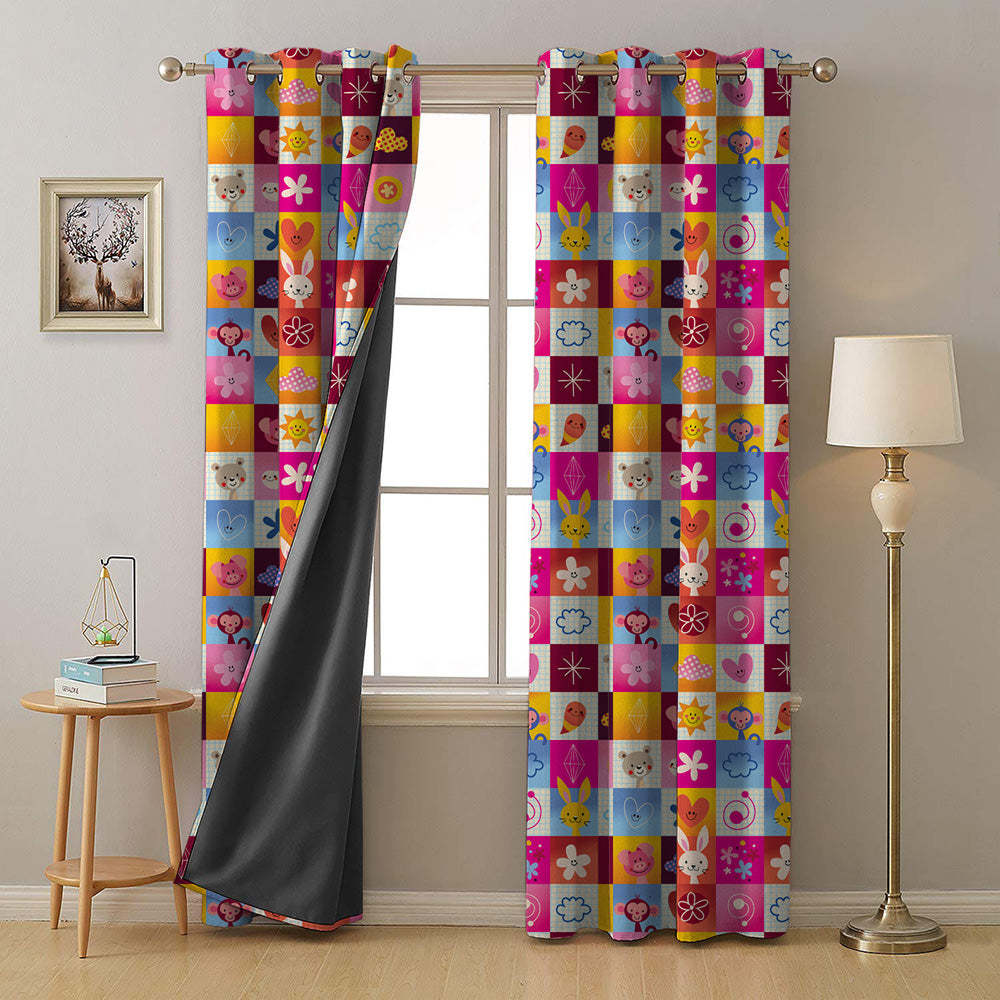 Boxed-in Fun Kids Bubble Pink Heavy Satin Room Darkening Curtains Set Of 2 - (DS170A)